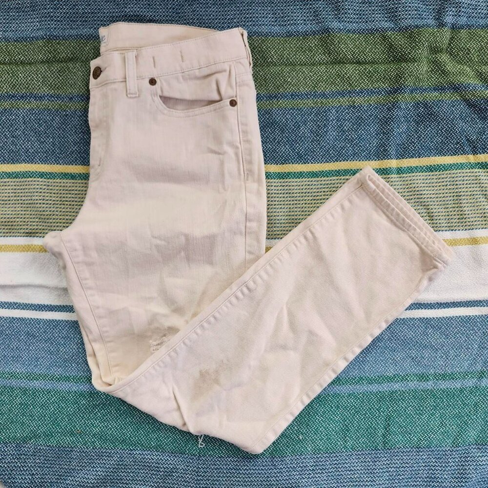 Madewell cream high-waisted straight leg jeans